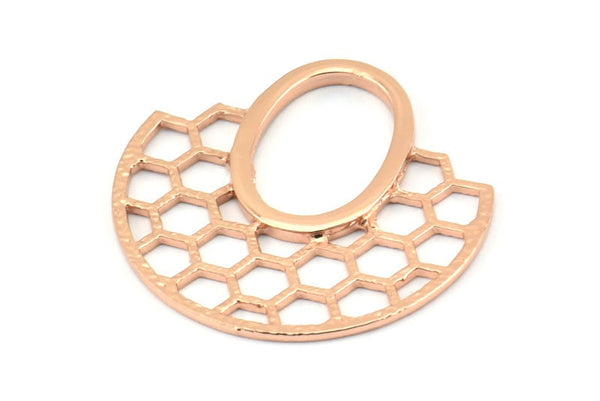 Rose Gold Honeycomb Pendant, 2 Rose Gold Plated Brass Honeycomb Pendant, Earrings, Charms (30x31mm) E652 Q0299