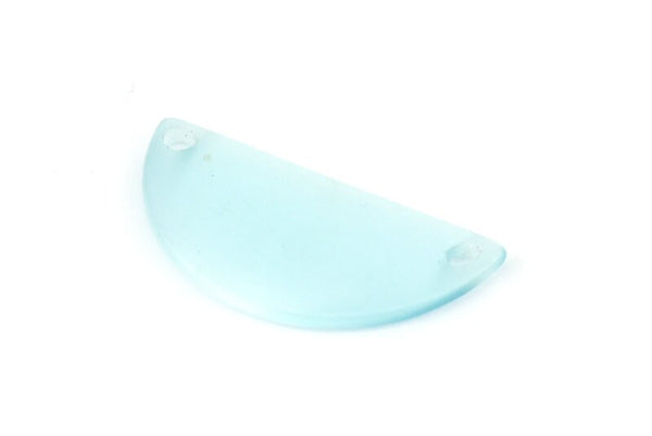 Cat&#39;s Eye Half Moon, 2 Light Blue Semi Circle Blanks With 2 Holes (30x15x2mm) X064