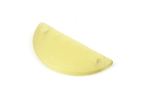 Cat&#39;s Eye Half Moon, 2 Yellow Semi Circle Blanks With 2 Holes (30x15x2mm) X062