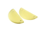 Cat's Eye Half Moon, 2 Yellow Semi Circle Blanks With 2 Holes (30x15x2mm) X062