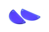 Cat&#39;s Eye Half Moon, 2 Navy Blue Semi Circle Blanks With 2 Holes (30x15x2mm) X061