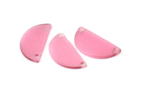 Cat&#39;s Eye Half Moon, 2 Pink Semi Circle Blanks With 2 Holes (30x15x2mm) X060