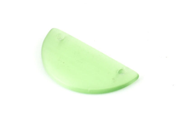 Cat&#39;s Eye Half Moon, 2 Green Semi Circle Blanks With 2 Holes (30x15x2mm) X059