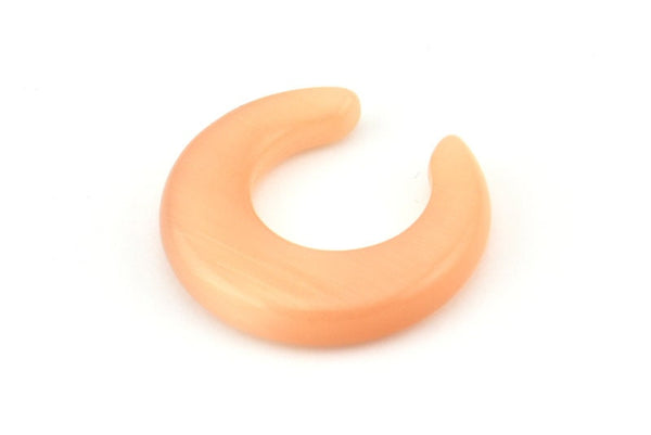 Cat&#39;s Eye Horn, 2 Orange Crescent Pendant, Earrings, Findings (26x27.5x5.5mm) X027