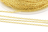 Gold Link Chain, 1 Meter - 3.3 Feet Gold Plated Brass Soldered Chain (1.2x2mm) Z172
