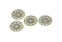 Silver Filigree Bead, 25 Antique Silver Plated Brass Filigree Bead Caps With 1 Hole, Disc, Findings (16mm) Brs 118 A0478