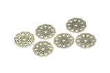 Silver Filigree Bead, 25 Antique Silver Plated Brass Filigree Bead Caps With 1 Hole, Disc, Findings (16mm) Brs 118 A0478