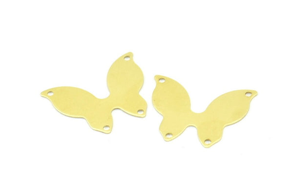 Brass Butterfly Connector, 50 Raw Brass Butterfly Connectors With 4 Holes, Charms, Earrings (23x18x0.40mm) B0312