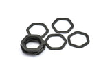 Black Hexagon Charm, 12 Oxidized Brass Black Hexagonal Rings (16x2x1.2mm) D0083 S833