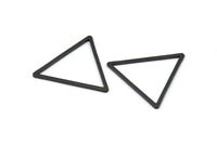 Black Triangle Charm, 12 Oxidized Brass Black Open Triangle Ring Charms (27x1.2mm) D0111 S844