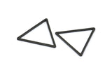 Black Triangle Charm, 12 Oxidized Brass Black Open Triangle Ring Charms (27x1.2mm) D0111 S844