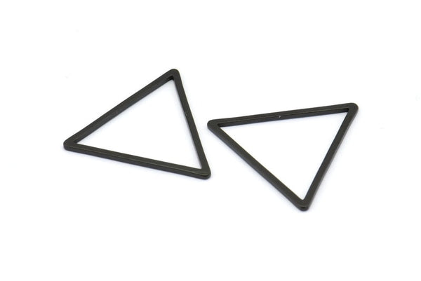 Black Triangle Charm, 12 Oxidized Brass Black Open Triangle Ring Charms (27x1.2mm) D0111 S844