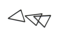 Black Triangle Charm, 12 Oxidized Brass Black Open Triangle Ring Charms (27x1.2mm) D0111 S844