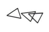 Black Triangle Charm, 12 Oxidized Brass Black Open Triangle Ring Charms (27x1.2mm) D0111 S844