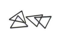 Black Triangle Charm, 12 Oxidized Brass Black Open Triangle Ring Charms (27x1.2mm) D0111 S844