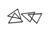 Black Triangle Charm, 12 Oxidized Brass Black Open Triangle Ring Charms (27x1.2mm) D0111 S844