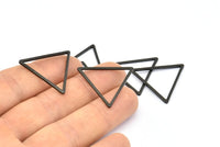 Black Triangle Charm, 12 Oxidized Brass Black Open Triangle Ring Charms (27x1.2mm) D0111 S844