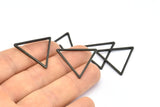 Black Triangle Charm, 12 Oxidized Brass Black Open Triangle Ring Charms (27x1.2mm) D0111 S844