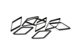 Black Diamond Charm, 24 Oxidized Brass Black Wide Cut Open Diamond Ring Charms (14x30x0.8x2mm) D0194 S845