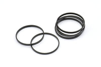 Black Circle Connectors, 12 Oxidized Brass Black Circle Connectors (25x0.8x2mm) D0313 S850