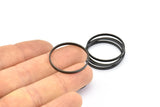 Black Circle Connectors, 12 Oxidized Brass Black Circle Connectors (25x0.8x2mm) D0313 S850
