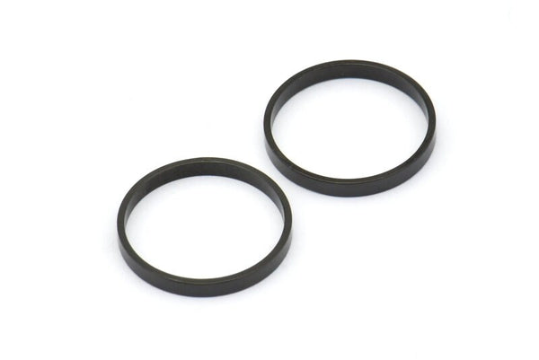 Black Circle Connectors - 24 Oxidized Brass Black Circle Connectors (18x0.8x2mm) D0310 S851
