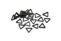 Black Triangle Charm, 50 Oxidized Brass Black Open Triangle Ring Charms (8x0.8mm) D0276 S853