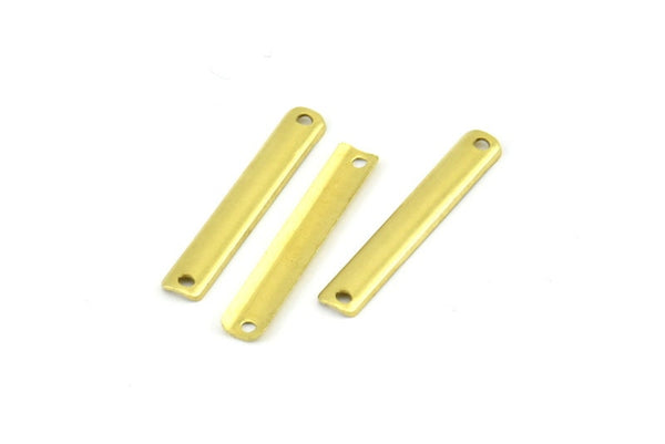 Geometric Brass Charm, 40 Raw Brass Curved Rectangle Charms with 2 Holes, Geometric Findings  (4x25mm) A0545