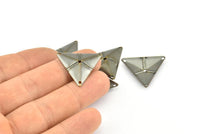 Vintage Triangle Charm, 20 Antique Bronze Triangle Charms with 4 Holes (22x25mm)  K106