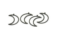 Crescent Moon Charm, 12 Oxidized Brass Black Crescent Moon Charms With 1 Loop (25x8.5x1mm) E101 S602