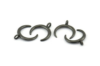 Black Moon Charms, 2 Oxidized Brass Black Crescent Moon Charms With 1 Loop, Pendants, Earrings, Findings (18x17.5mm) E094
