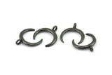 Black Moon Charms, 2 Oxidized Brass Black Crescent Moon Charms With 1 Loop, Pendants, Earrings, Findings (18x17.5mm) E094