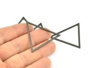 Black Triangle Charm, 4 Oxidized Brass Black Triangles (39x35x1mm) E079 S723