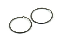 Wire Ear Hoops, 24 Oxidized Brass Black Faceted Wire Hoops, Earring Findings (25x1.3mm) E064 S1187