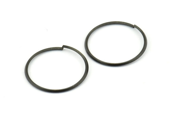 Wire Ear Hoops, 24 Oxidized Brass Black Faceted Wire Hoops, Earring Findings (25x1.3mm) E064 S1187