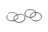 Wire Ear Hoops, 20 Oxidized Brass Black Faceted Wire Hoops, Earring Findings (35x1.3mm) E066 S1146