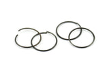 Wire Ear Hoops, 20 Oxidized Brass Black Faceted Wire Hoops, Earring Findings (35x1.3mm) E066 S1146