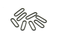 Black Oval Connector, 24 Oxidized Brass Black Oval Connectors, Charms, Findings (15x4.5x1mm) E002 S329