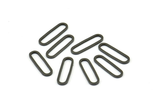 Black Oval Connector, 24 Oxidized Brass Black Oval Connectors, Charms, Findings (15x4.5x1mm) E002 S329
