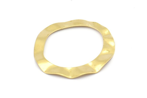 Pirinç Bağlantı Halkaları, 12 Ham Pirinç Dalgalı Bağlantı Halkası (37 mm) D0591