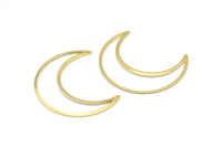 Brass Moon Charm, 12 Raw Brass Crescent Moon Charms, Connectors (50x15x1mm) D0598