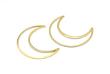 Brass Moon Charm, 12 Raw Brass Crescent Moon Charms, Connectors (50x15x1mm) D0598