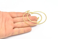 Brass Moon Charm, 12 Raw Brass Crescent Moon Charms, Connectors (50x15x1mm) D0598