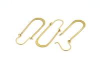 Brass Earring Wires, 10 Raw Brass Earring Studs, Wire Hoops  (40x13mm) D0576