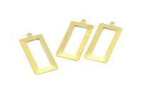 Brass Rectangle Charm, 12 Raw Brass Rectangle Charms with 1 Loop, Pendants, Earrings (33x14x0.80mm) B0321