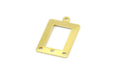 Pirinç Dikdörtgen Charm, 1 Döngü ve 3 Delikli 24 Ham Pirinç Dikdörtgen Charm, Kolye Uçları, Küpeler (23x14x0,80 mm) B0327