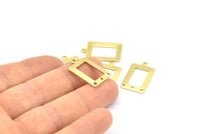 Pirinç Dikdörtgen Charm, 1 Döngü ve 3 Delikli 24 Ham Pirinç Dikdörtgen Charm, Kolye Uçları, Küpeler (23x14x0,80 mm) B0327