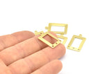 Pirinç Dikdörtgen Charm, 1 Döngü ve 3 Delikli 24 Ham Pirinç Dikdörtgen Charm, Kolye Uçları, Küpeler (23x14x0,80 mm) B0327