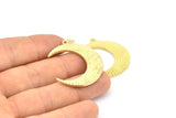 Brass Moon Charm, 2 Raw Brass Textured Horn Charms With 1 Loop, Pendants, Jewelry Findings (38x31x3mm) V139
