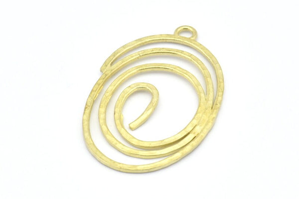 Brass Oval Charm, 3 Raw Brass Hammered Oval Charms With 1 Loop, Earrings, Pendants (43x27x1.2mm) V144
